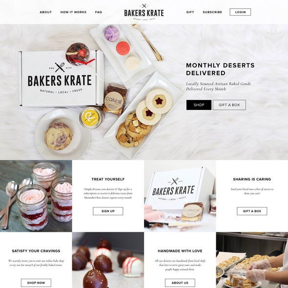 Bakery website with the title 'Clean design for a subscription company'