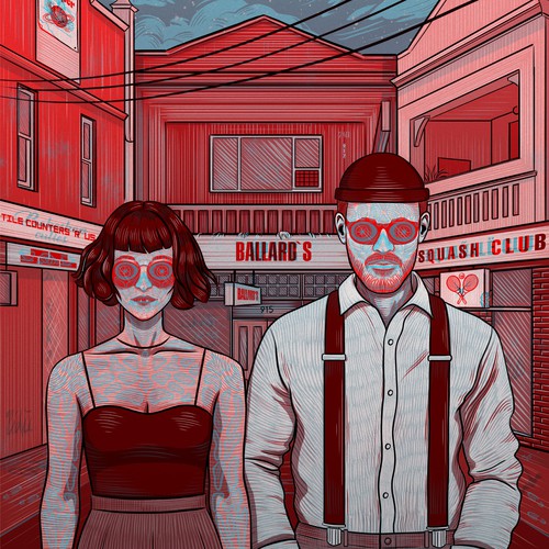 Optical illusion design with the title 'Optical illusion - creepy illustration'