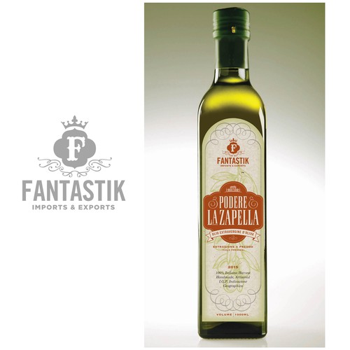 Olive oil label with the title 'Podere LaZapella Olive Oil Label'