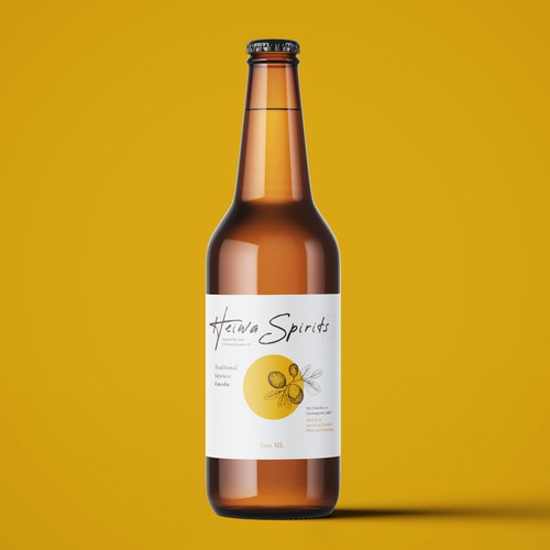 Mockup label with the title 'Heiwa Spirits'