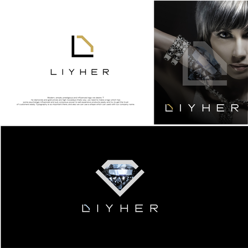 Gold jewelry logo with the title 'LIYHER'