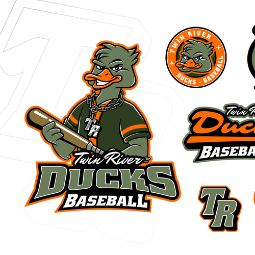 Baseball logo with the title 'Modern Baseball Duck Mascot & Sports Identity'