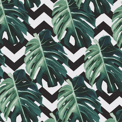 Print illustration with the title 'Palm Leaf Print Swimwear'