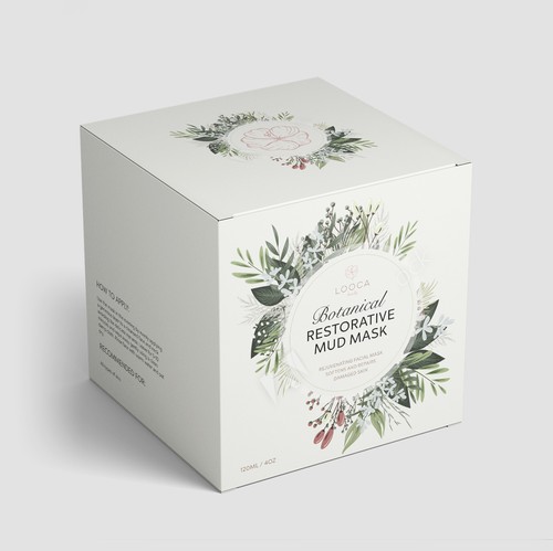 Botanical packaging with the title 'Face mask package design'