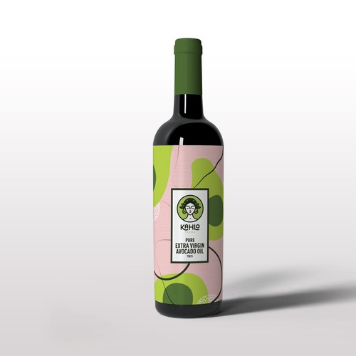Pattern label with the title 'Abstract Avocado Oil Bottle Label'