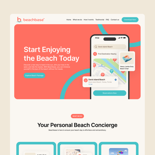 Marketplace website with the title 'BeachBase'