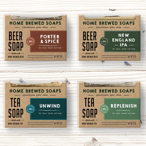 Soap design with the title 'Hand made soaps logo and packaging design'
