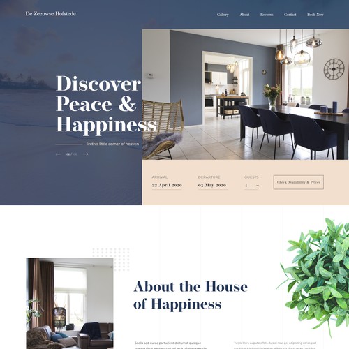 Travel website with the title 'Home page for a Holiday House'