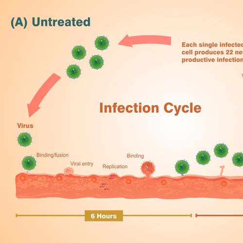 Medical artwork with the title 'drug & virus infographic'