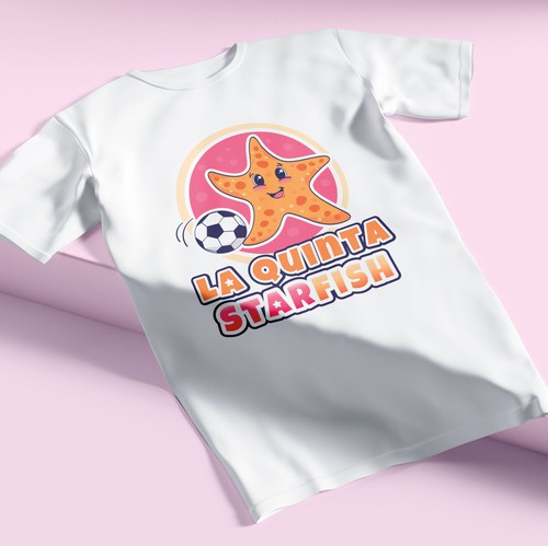 Starfish design with the title 'Starfish Cartoon Tshirt Design for Girls Soccer Team'