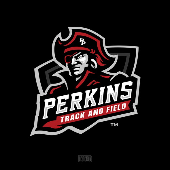 Pirate t-shirt with the title 'Perkins Track & Field'