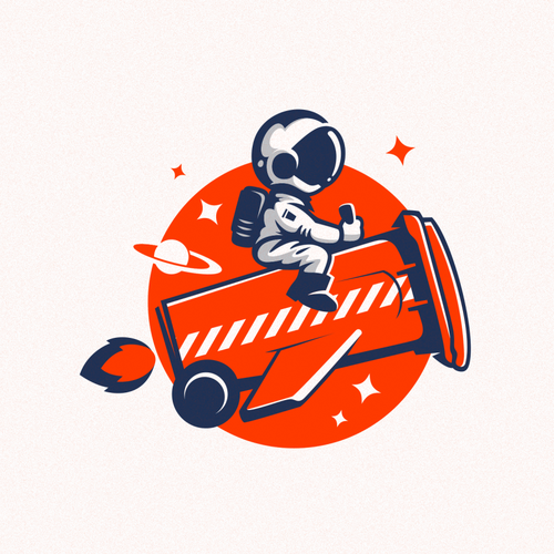 Spaceship logo with the title 'Space junk'