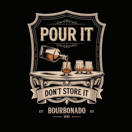 Bar t-shirt with the title 'Bourbon T-Shirt Design | Vintage Whiskey Saloon Graphic | I Can Design Something Similar For You'