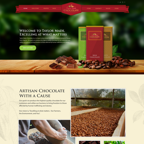 Retro website with the title 'Web design for Chocolate Company'