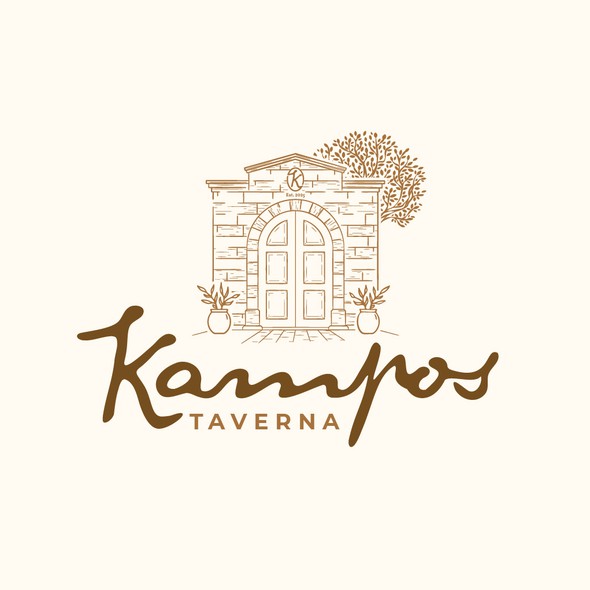 Lettering design with the title 'Logo for Kampos Taverna'