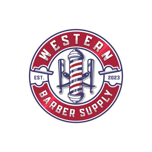 Patriotic logo with the title 'Western Barber Supply'