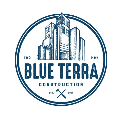 Classic brand with the title 'Blue Terrra Construction Logo'