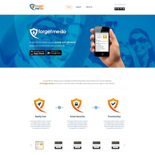 User-friendly website with the title 'Home Page Design for ForgetMeDo Application'