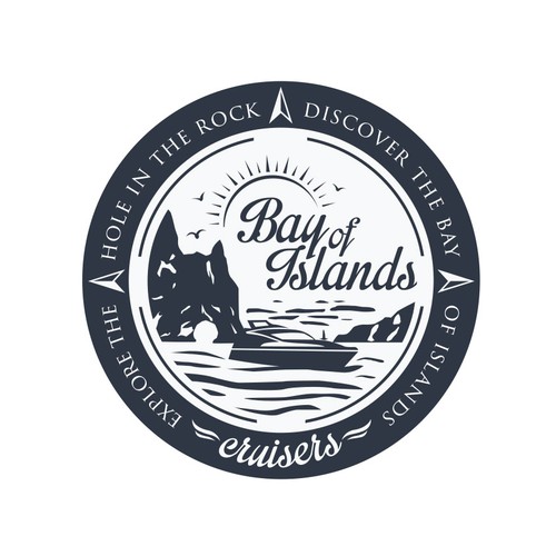 Tourism logo with the title 'Bay of Islands Cruisers'