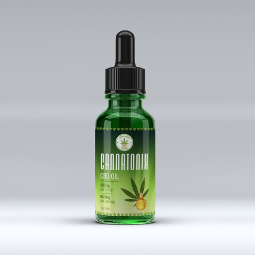 Green label with the title 'Label design for CBD Oil'