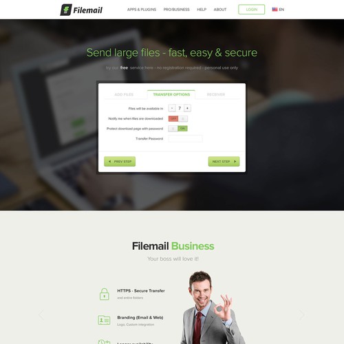 Cloud website with the title 'Filemail'