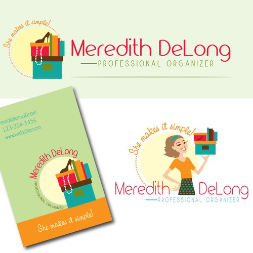 Organization design with the title 'Create the next logo for Meredith DeLong, Professional Organizer'