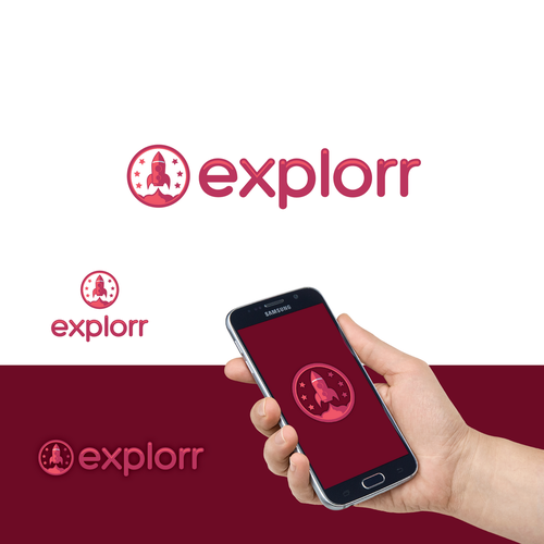 Explorer logo with the title 'Rocket launch logo for explorr'