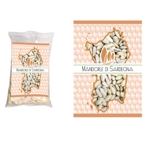 Agriculture packaging with the title 'etichetta per sacchetto di mandorle'