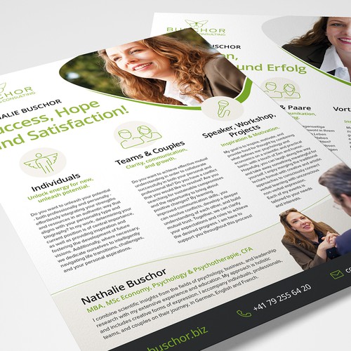 Psychology design with the title 'German English Therapy Flyer'