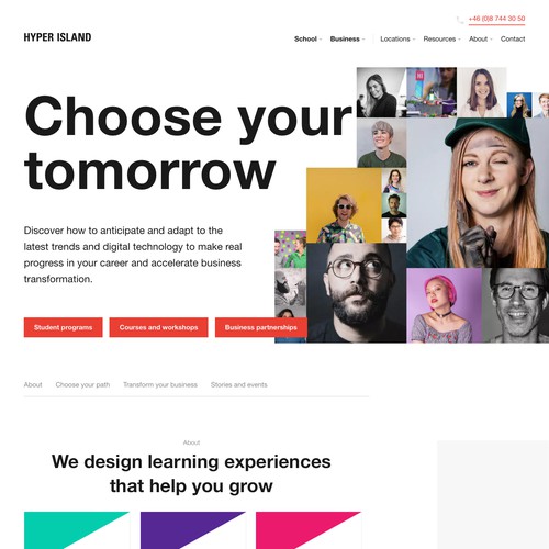 Business website with the title 'Landing page design'