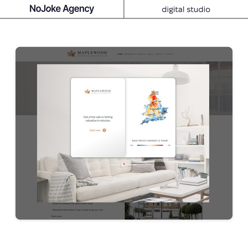 Figma design with the title 'Squarespace Campaigns & Valuation Report Pop-up for Maplewood Property & Investment, by NoJoke Agency'
