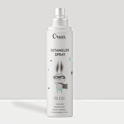 Retail box packaging with the title 'Detangler spray design concept'