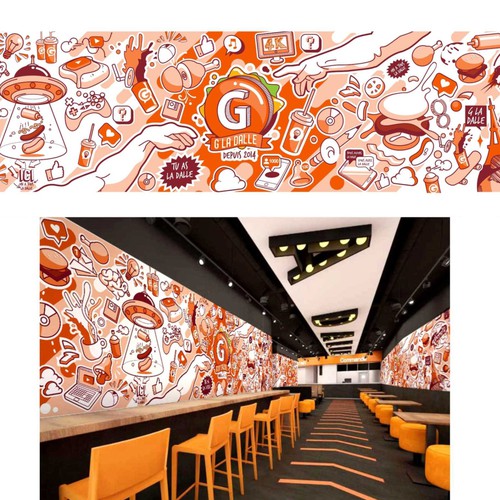 Mural artwork with the title 'wall art'