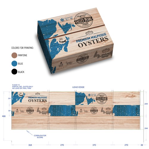 Cardboard packaging with the title 'package design, box design, label design'