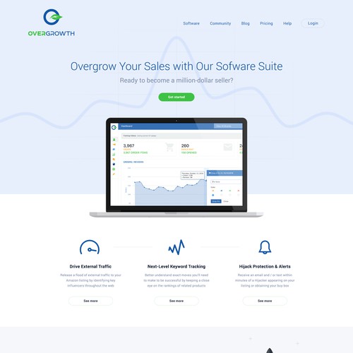 Intuitive design with the title 'Clean, simple & elegant homepage design for software company'