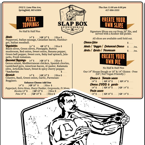 Pizza design with the title 'Menu Slap Box'