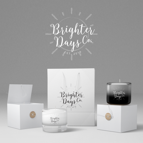 Candle logo with the title 'Fun, minimalist stamp-style logo for candle company. '