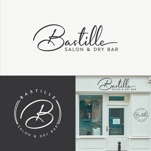 Hair salon design with the title 'BASTILLE Salon & Dry Bar'