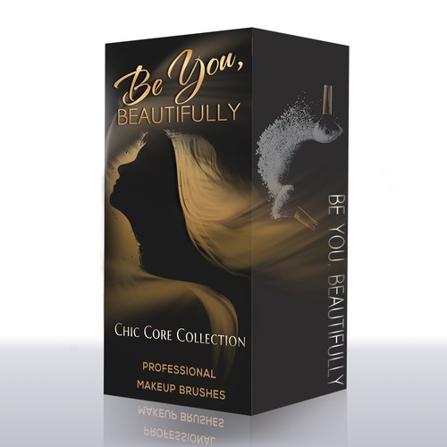 Makeup packaging with the title 'Packaging (box) for makeup brush set for eCommerce sales.'