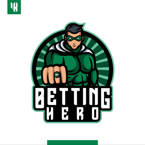 Superhero logo with the title 'Betting Hero Mascot Logo'