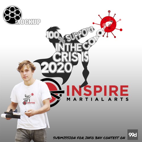 Martial arts t-shirt with the title '100% support in the corona crisis 2020'