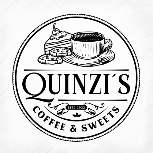 Pastry design with the title 'Quinzi´s Coffee & Sweets'