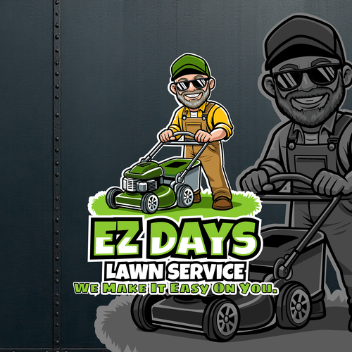 Lawn mower logo with the title 'EZ Days Lawn Service — Mowing Made Easy'