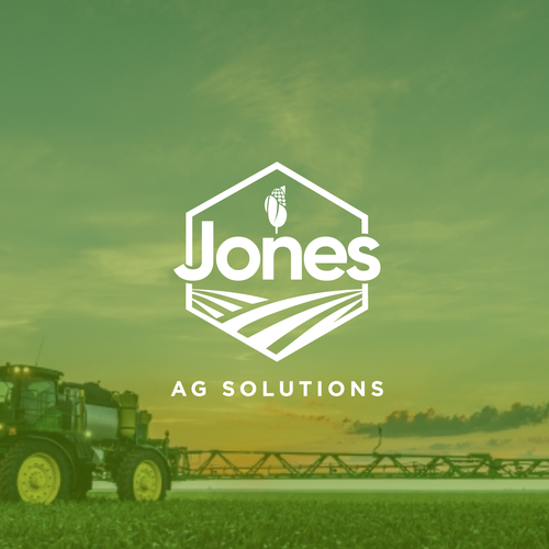 Green design with the title 'Clean Logo Design for Jones AG Solutions'