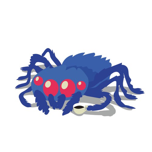 Spider design with the title 'Fluffy spider mascot for web development company'