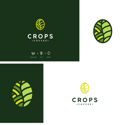 Bean design with the title 'CROPS coffee logo'