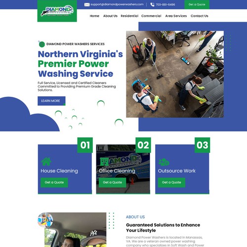Cleaning website with the title 'Diamond Power Washers'