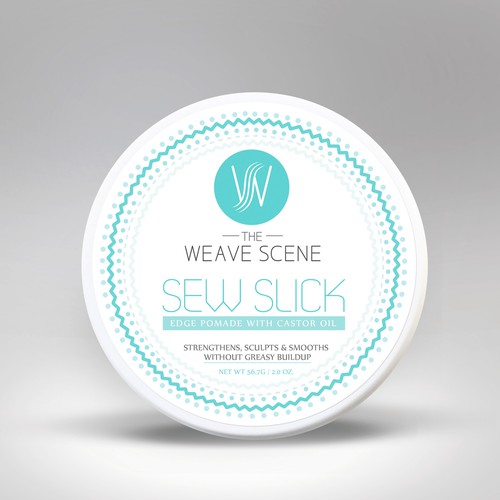 White label with the title 'Sew Slick Edge Pomade by The Weave Scene'