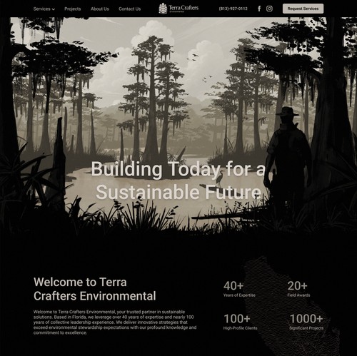 Parallax design with the title 'Website Design for Terra Crafters Environmental'