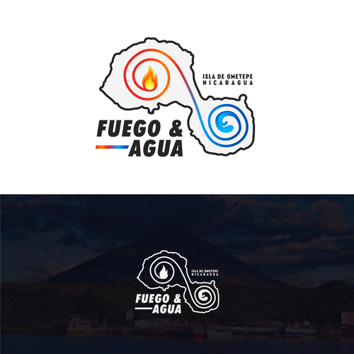 Country logo with the title 'Logotype: Fuego & Agua'